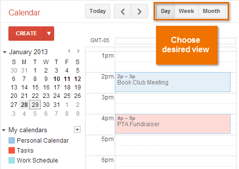 Screenshot of Google Calendar