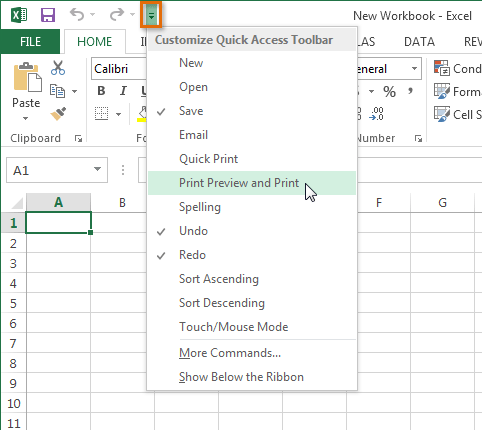 Screenshot of Excel 2013