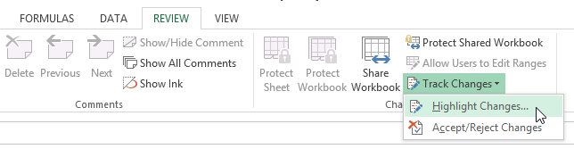 Screenshot of Excel 2013