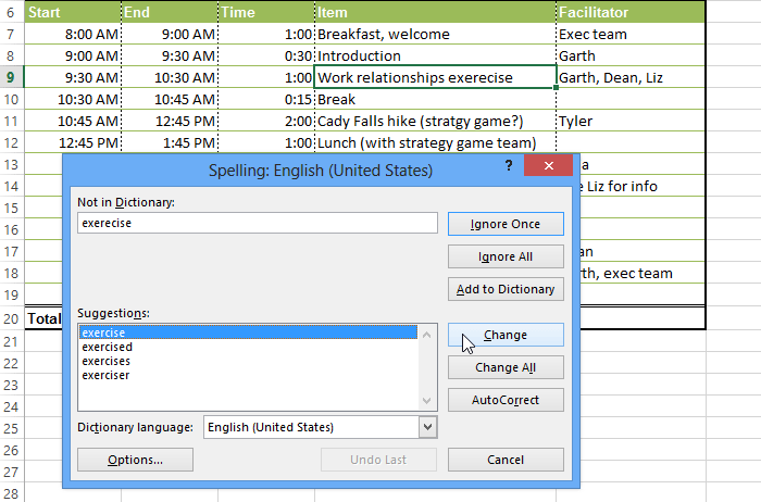 Screenshot of Excel 2013