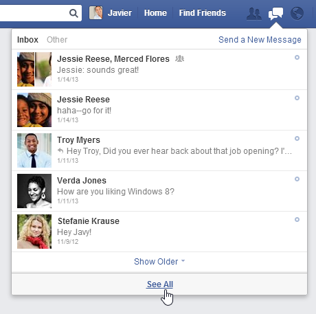 screenshot of Facebook