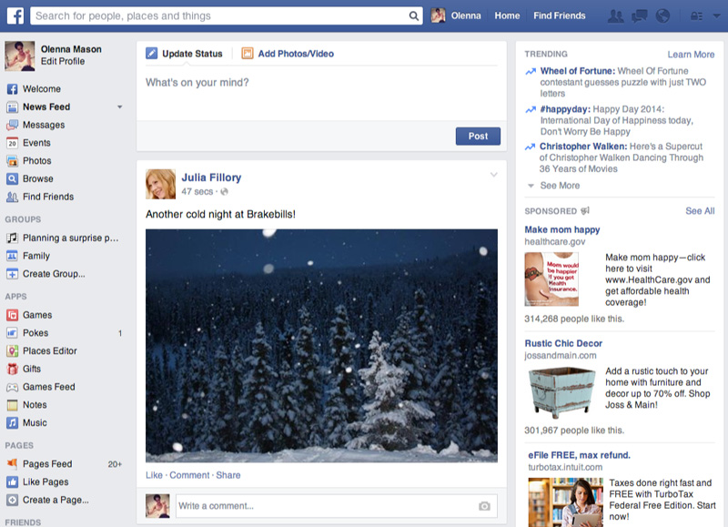 screenshot of Facebook