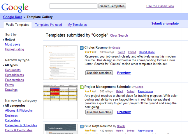 Screenshot of Google Drive