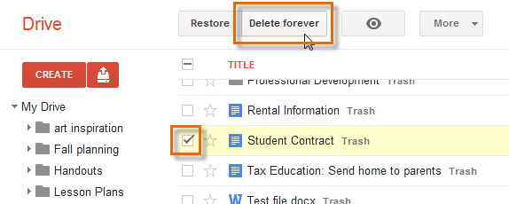 Screenshot of Google Drive