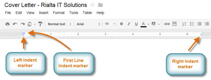 Screenshot of Google Documents