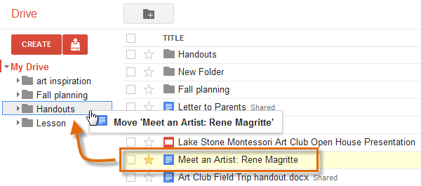 Screenshot of Google Drive