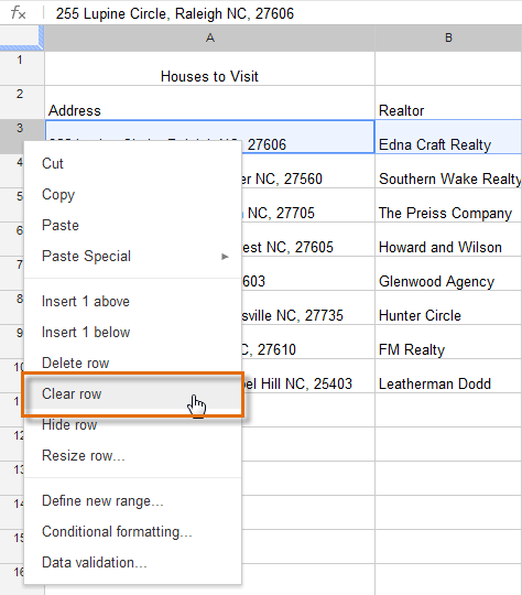 Screenshot of Google Spreadsheets