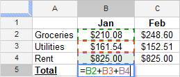 Screenshot of Google Spreadsheets