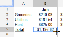 Screenshot of Google Spreadsheets