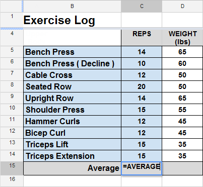 Screenshot of Google Spreadsheets