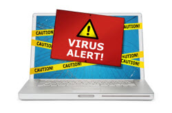 Virus alert on laptop