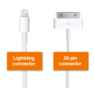 Image of the Lightning connector and 30-pin connector