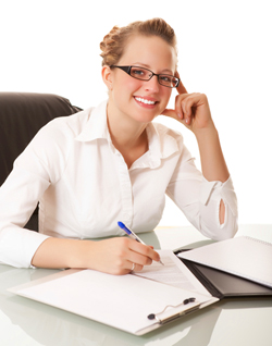 photo of woman filling out application