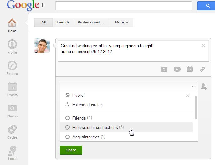 Screenshot of Google Plus