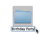 Typing a name for the folder