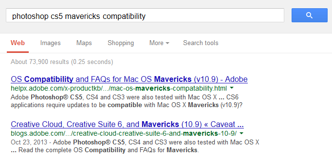 Screenshot of Google search