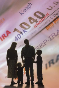 people standing in front of financial documents