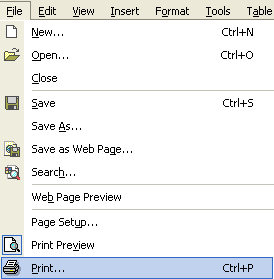 Print via the File menu