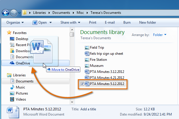 Screenshot of Microsoft OneDrive