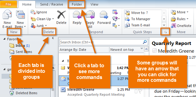 Screenshot of Microsoft Outlook 2010