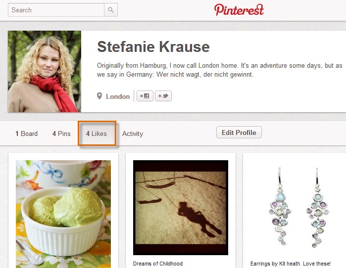 Screenshot of Pinterest