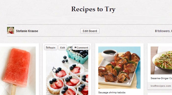 Screenshot of Pinterest