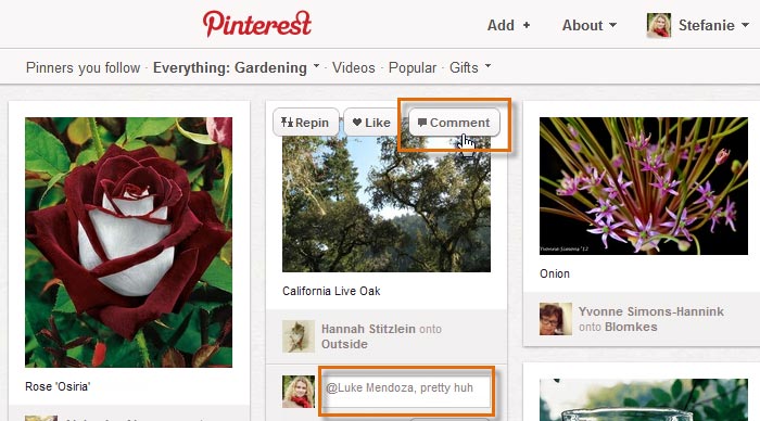 A screenshot of Pinterest