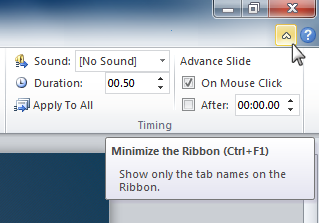 Minimize the Ribbon button