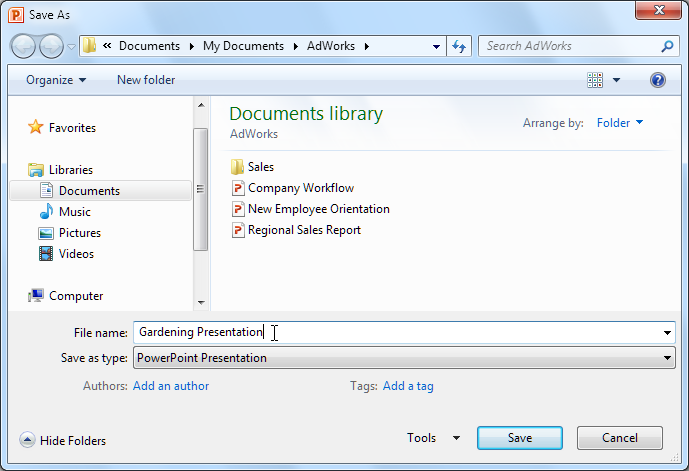 Screenshot of PowerPoint 2010