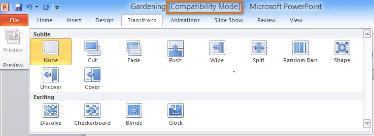 Screenshot of PowerPoint 2010