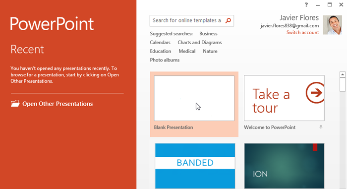 Screenshot of PowerPoint 2013