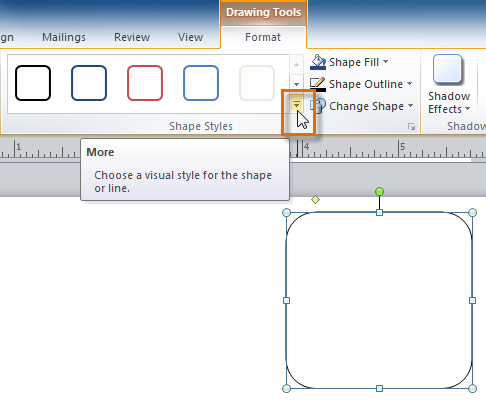 The More Shape Styles drop-down arrow