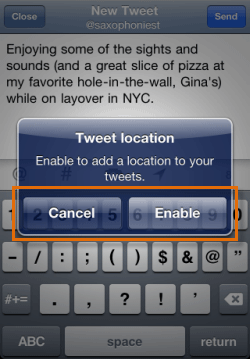 Configuring Tweet Location on iPhone