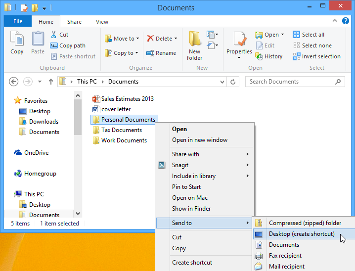 Screenshot of Windows 8