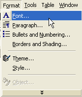 Format menu menu