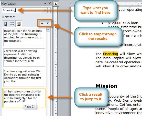 The Navigation pane