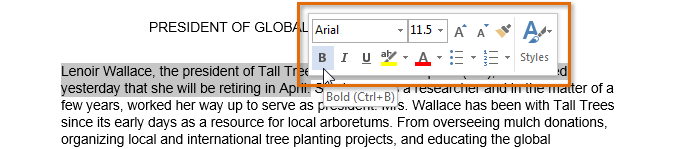 Screenshot of Word 2013