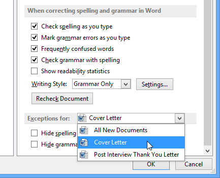 Screenshot of Word 2013