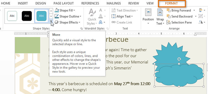 Screenshot of Word 2013