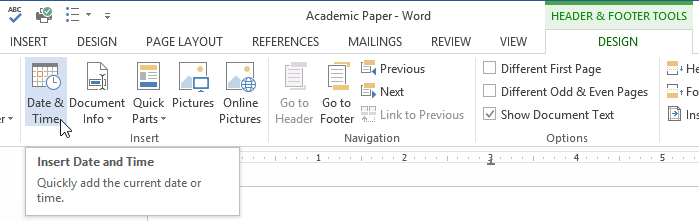 Screenshot of Word 2013