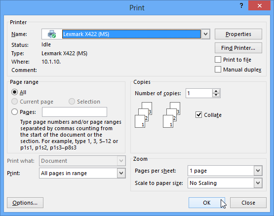 Screenshot of Word 2013