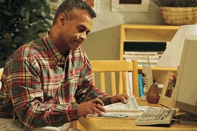 man working at desk