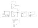 Six drawings of different configurations originating from a square.