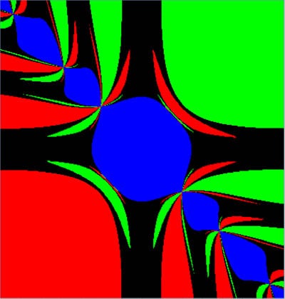 Colorful graphic with symmetry around a center point.