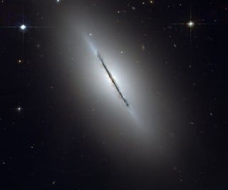 A galaxy, seen from the side.