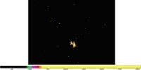 An image of the Orion constellation with the color altered.