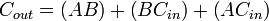 C_{out} = \left( AB \right) + \left( BC_{in} \right) + \left( AC_{in} \right) \,