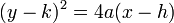 (y - k)^2 = 4a(x-h)