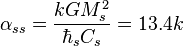 \alpha_{ss}=  \frac{ k G M^2_s }{ \hbar_s C_s }=13.4 k 