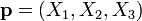 \mathbf{p} = (X_1,X_2,X_3)